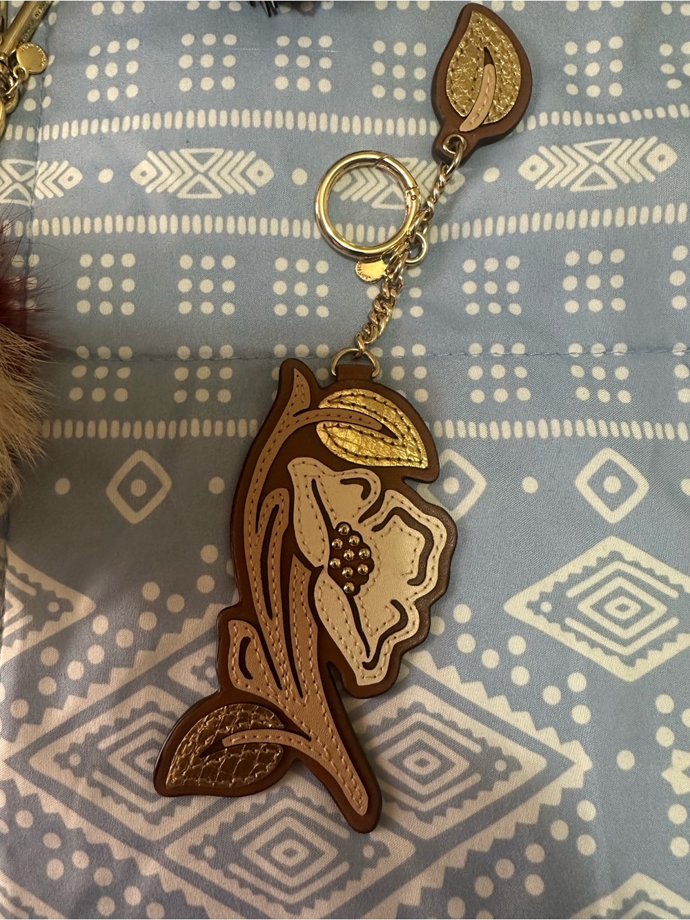 Michael Kors Red Floral Saffiano Leather Keychain - Picture 2 of 13